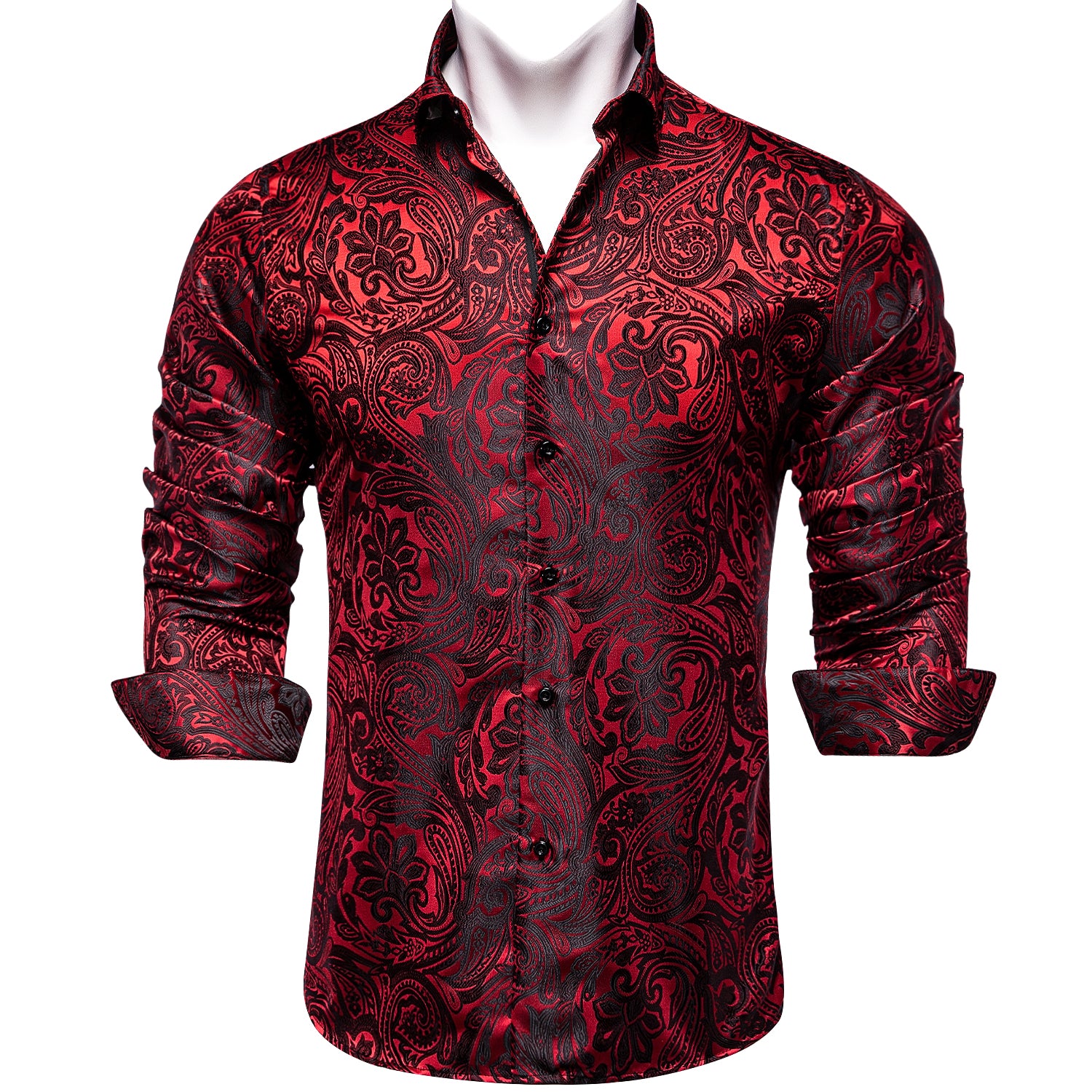 DiBanGu Dress Shirt Champagne Floral Button Down Long Sleeve Mens Shirt Top, L / Red DiBanGu Dress Shirt Champagne Floral Button Down Long Sleeve Mens Shirt Top, L / Red