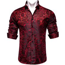 New Dibangu Red Floral Silk Men's Shirt