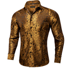 Dibangu Golden Floral Silk Men's Shirt