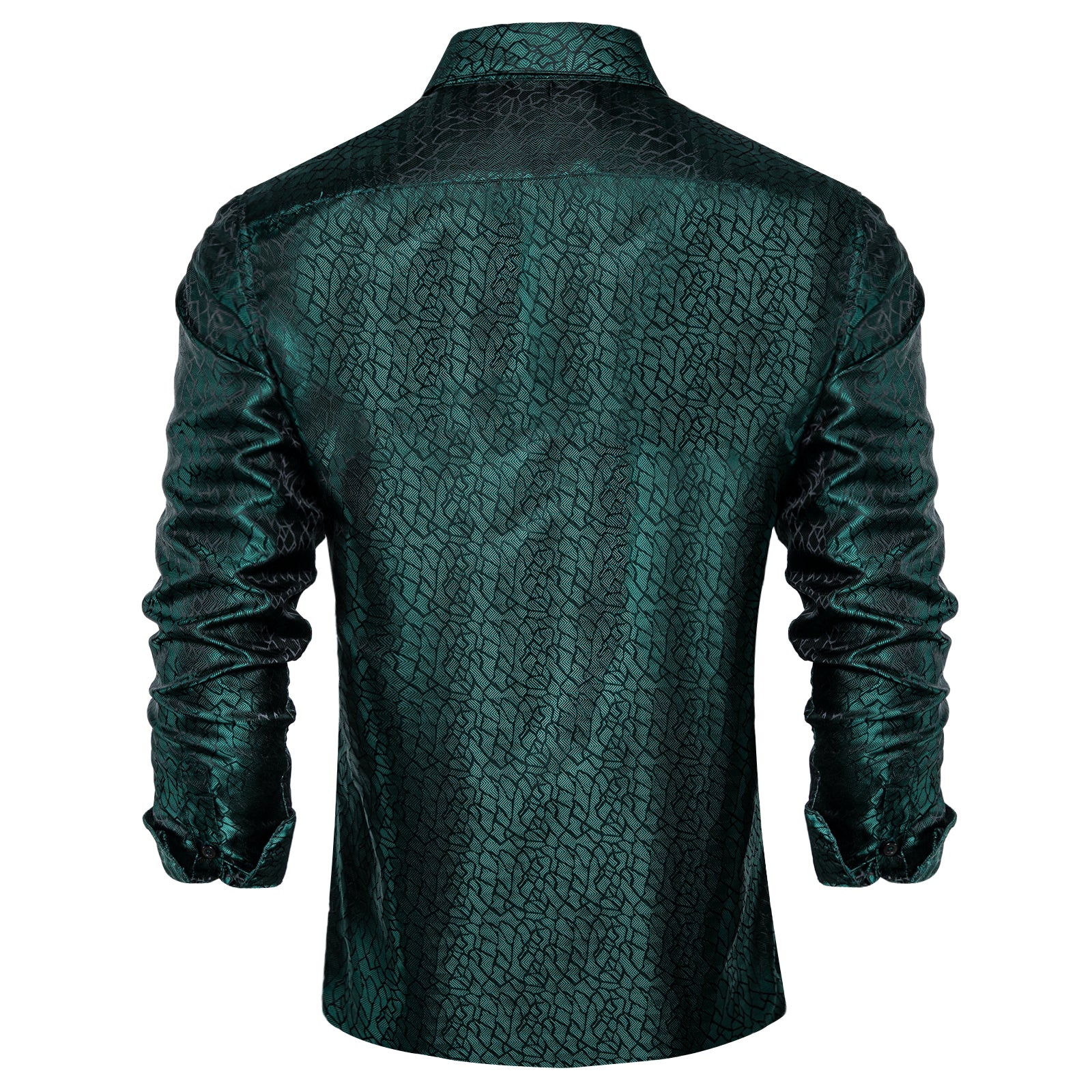 Dibangu Dress Shirt Pine Green Solid Silk Men's Button Down Shirt DiBanGuStore Dibangu Dress Shirt Pine Green Solid Silk Men's Button Down Shirt DiBanGuStore