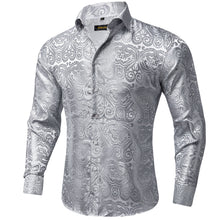 New Dibangu Silver White Paisley Polyester Men's Shirt