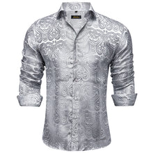 Dibangu Silver White Paisley Polyester Men's Shirt