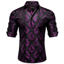 Dibangu Black Purple Floral Polyester Men's Shirt