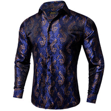 Dibangu Blue Golden Floral Polyester Men's Shirt