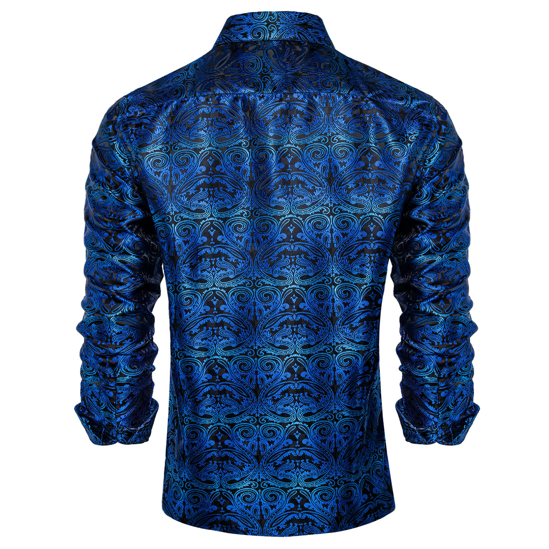 DiBanGu Blue Paisley Polyester Men's Shirt
