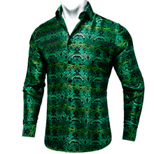 New Dibangu Green Golden Paisley Polyester Men's Shirt