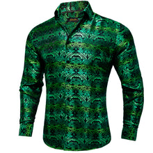 Dibangu Green Golden Paisley Polyester Men's Shirt