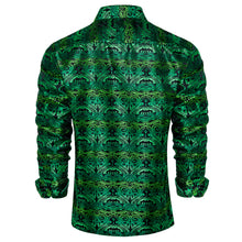 New Dibangu Green Golden Paisley Polyester Men's Shirt