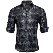Dibangu Black Silver Paisley Polyester Men's Shirt