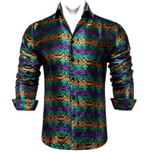 New Dibangu Blue Golden Paisley Silk Men's Shirt