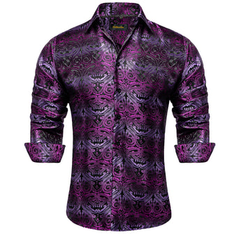 New Dibangu Purple Paisley Polyester Men's Shirt