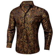 Dibangu Brown Golden Floral Polyester Men's Shirt