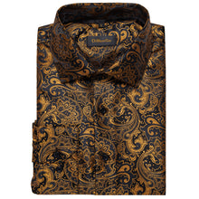 New Dibangu Brown Golden Floral Polyester Men's Shirt