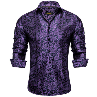 Dibangu Purple Floral Polyester Men's Shirt