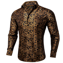 New Dibangu Dark Golden Floral Polyester Men's Shirt