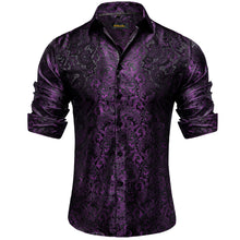 Dibangu Dark Purple Floral Polyester Men's Shirt