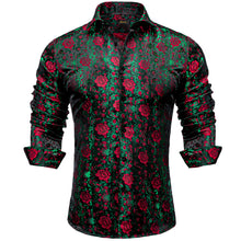 Dibangu Green Red Floral Polyester Men's Shirt