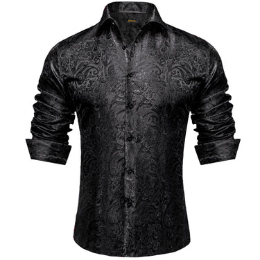 New Dibangu Black Paisley Polyester Men's Shirt – DiBanGuStore
