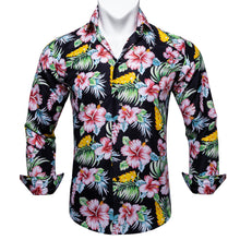 Dibangu New Black Yellow Floral Cotton Men's Shirt