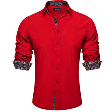 Red solid brown paisley Button Down Shirt for mens silk shirt