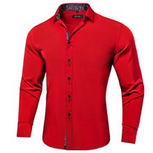Dibangu Red Solid Long Sleeve Splicing Casual Shirt