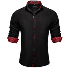 Dibangu Fashion Black Solid Long Sleeve Splicing Casual Shirt