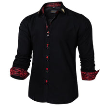 Dibangu Black Solid Men's Shirt With Collar Pin