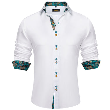 Dibangu White Plain Long Sleeve Shirt For Men