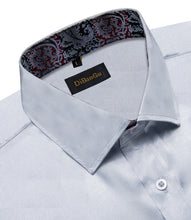 Dibangu Men's Silver Grey Solid Shirt with Tie