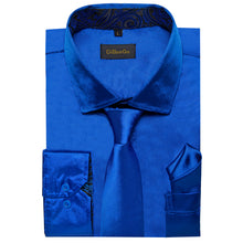 Blue Solid Shirt with Tie