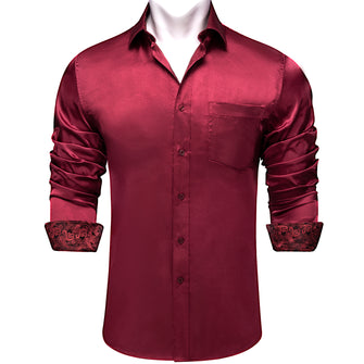 Dibangu Men's Wine Red Solid Shirt