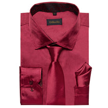 Dibangu Men's Wine Red Solid Shirt with Tie