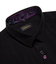 black solid purple paisley mens silk Long Sleeve Shirt 