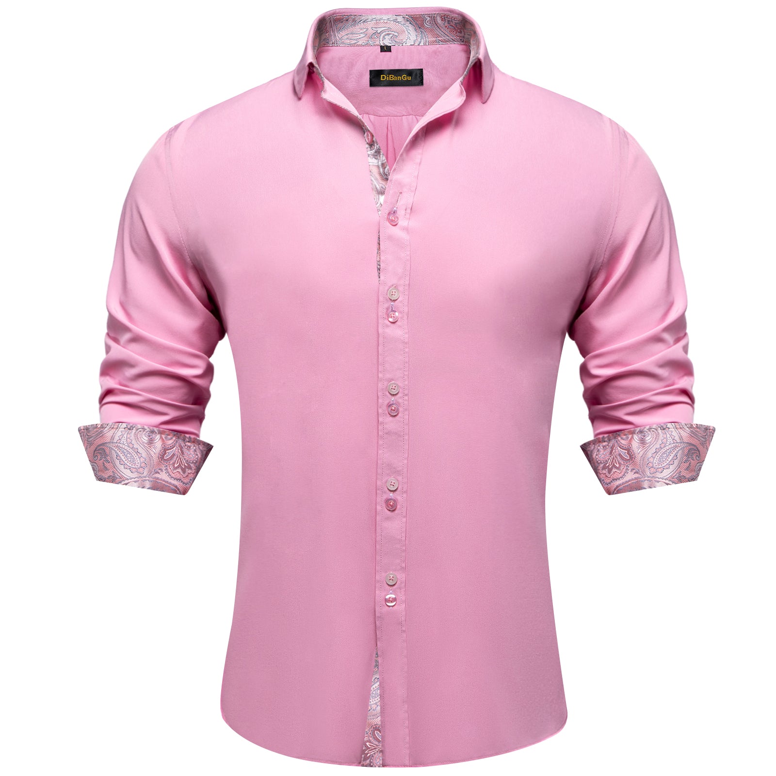 pink long sleeve dress shirt men Lars Amadeus Men's Satin Long Sleeves Button Down Prom Party Dress Shirts XX Large Pink