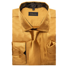 Dibangu Men's Golden Solid Shirt with Tie