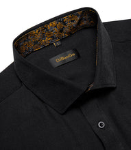 Dibangu Black Golden Splicing Long Sleeve Shirt