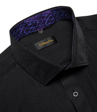 Dibangu Black Purple Stripe Splicing Long Sleeve Shirt For Men
