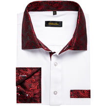 Dibangu White Red Splicing Long Sleeve Shirt For Men