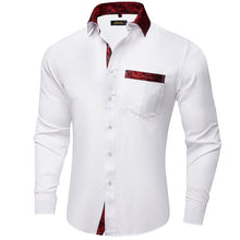 Dibangu White Red Splicing Long Sleeve Shirt For Men