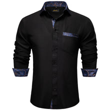 Dibangu Black Blue Splicing Long Sleeve Shirt For Men