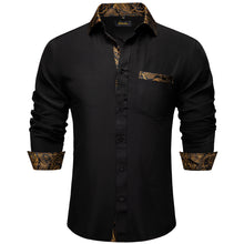 Dibangu Black Golden Splicing Long Sleeve Shirt For Men