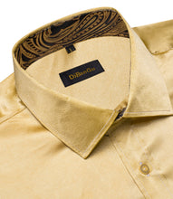 Fashionable business button up shirt silk men's champagne dress shirt