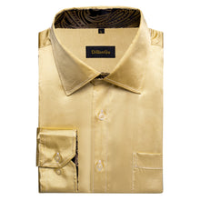 Fashionable business button up shirt silk men's champagne dress shirt