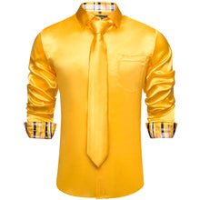 Dibangu Men's Yellow Solid Shirt with Tie
