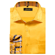 Dibangu Men's Yellow Satin Solid Shirt