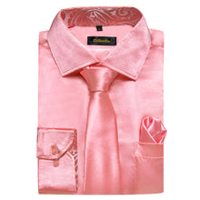 Dibangu Men's Pink Solid Shirt with Tie