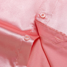 Pink Satin Solid Dress Shirt