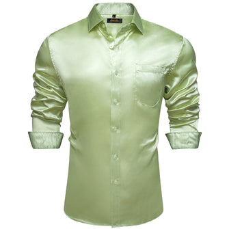 Dibangu Men's Mint Green Satin Solid Shirt