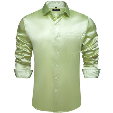 Dibangu Men's Mint Green Satin Solid Shirt