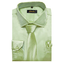 Dibangu Men's Mint Green Satin Shirt with Tie